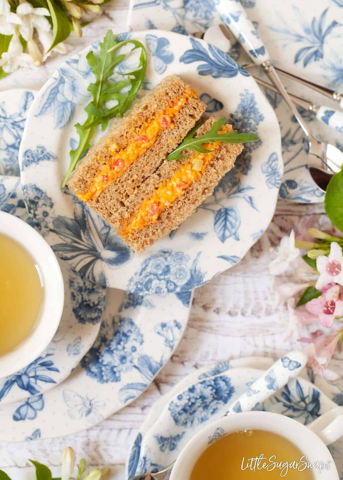 Cheese savoury sandwiches for afternoon tea. 