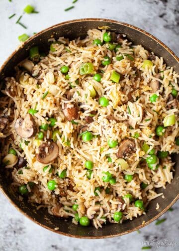 Mushroom Fried Rice with Egg and Peas - Little Sugar Snaps